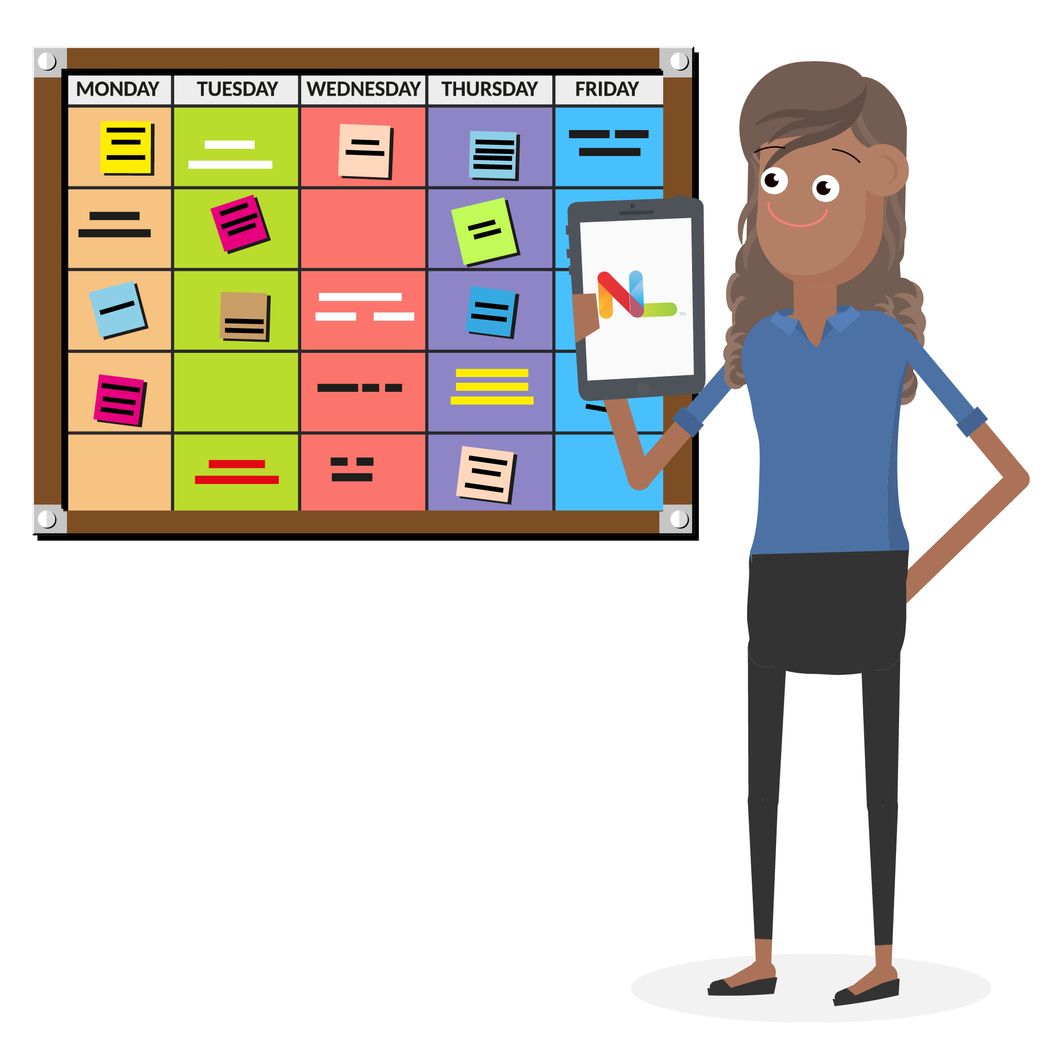 Manager in front of a bulletin board