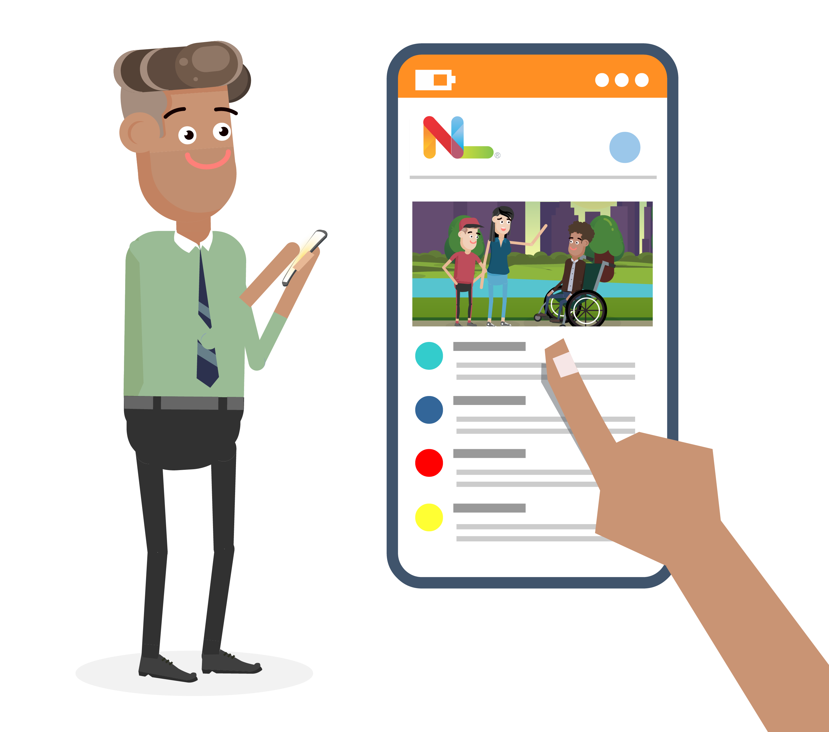Person interacting with the mobile application