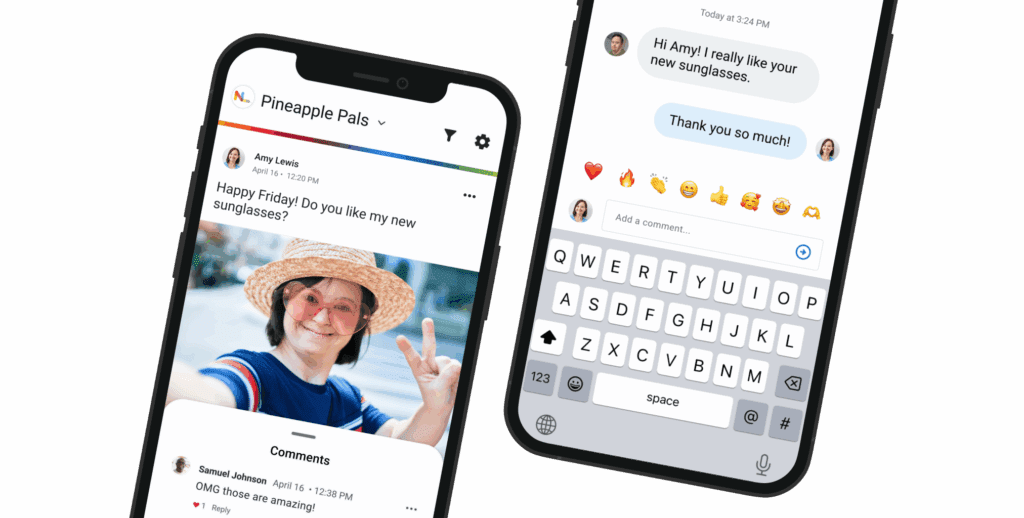 App screens of a client post and messaging