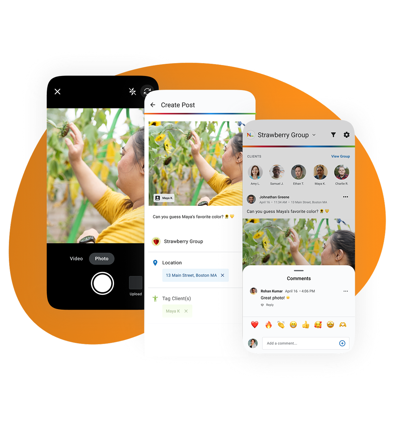 Image of the Navigating Life App Screens of creating a post
