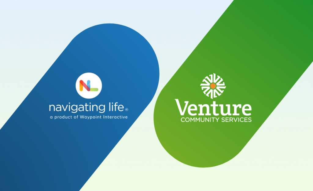 The Navigating Life Logo and the Venture Community Services logo side by side