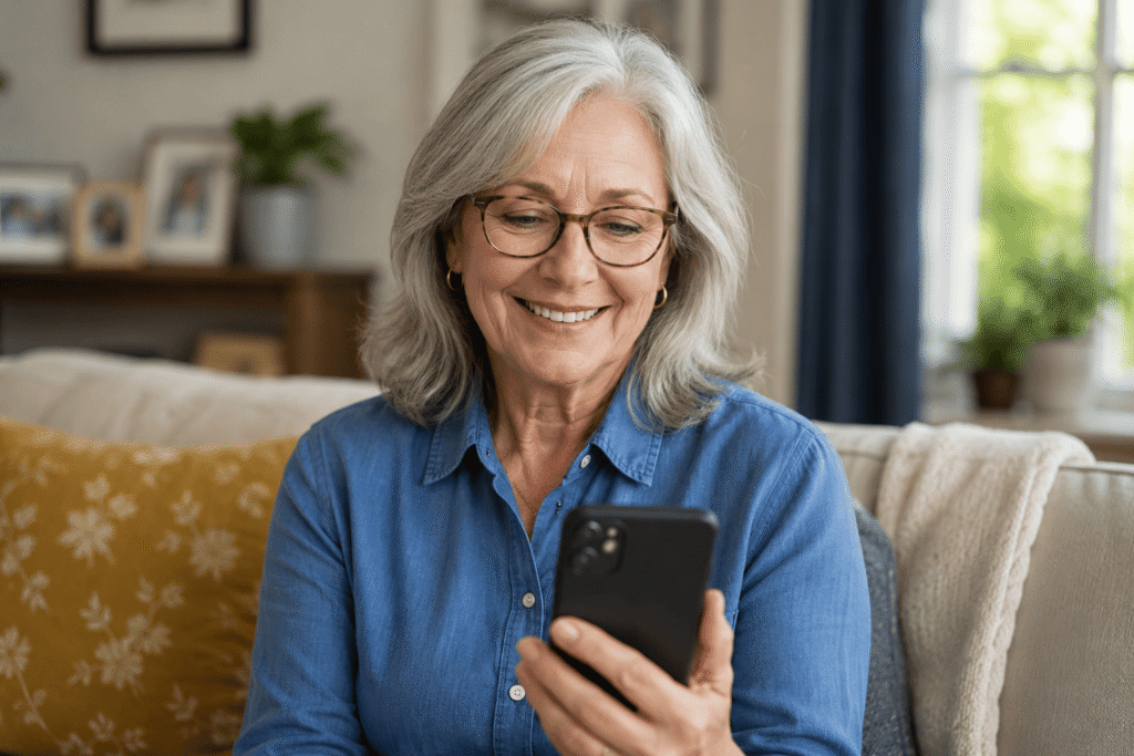 Older woman looking at phone (2)